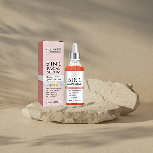Sérum Visage 5-en-1 à l’Acide Hyaluronique – Éclat, Hydratation & Anti-Âge