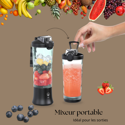 Blender Portable 600ml – Puissant, Compact et Rechargeable