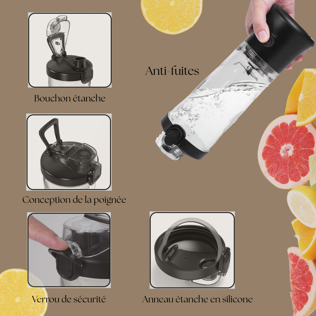 Blender Portable 600ml – Puissant, Compact et Rechargeable