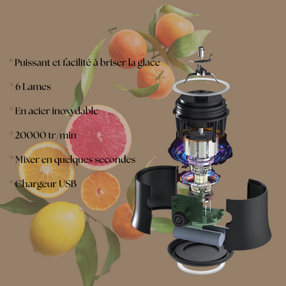 Blender Portable 600ml – Puissant, Compact et Rechargeable